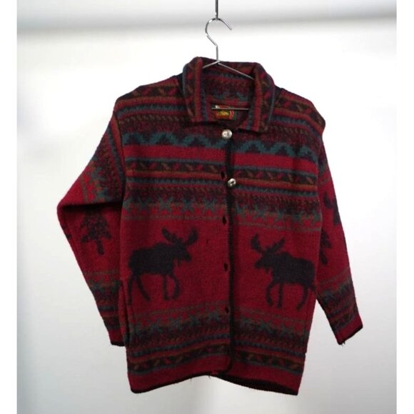 Vintage Alps Fine Women's Apparel 100% Wool Cardigan Sweater Small Made in USA - Picture 1 of 4